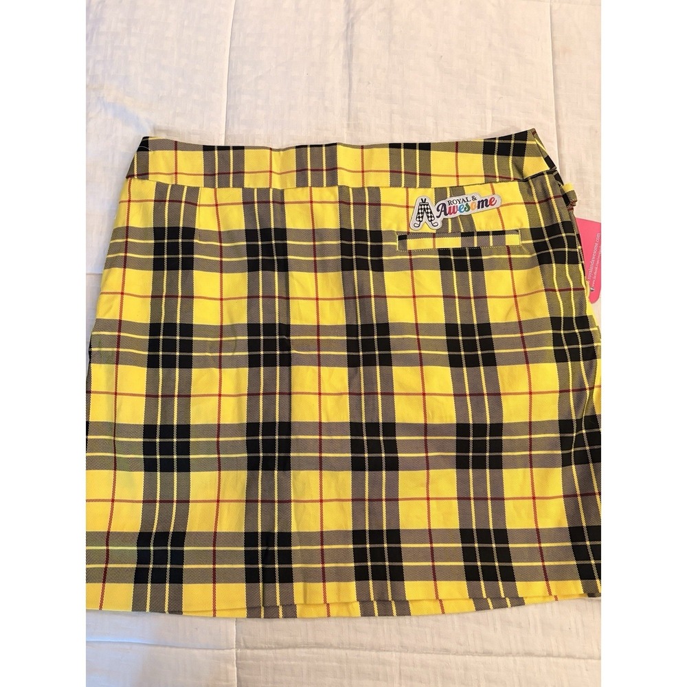 Royal & Awesome Yellow Plaid Golf‎ Skort Size 10 NWT RWKLT14R